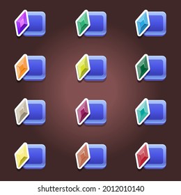 Nivel de juego de iconos establecido en el juego. Elementos en el juego. Icono de joya colorida. Símbolo de icono de juego