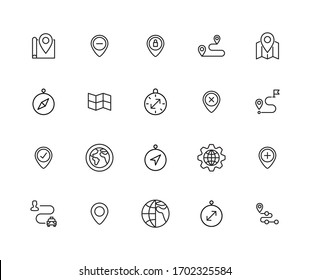 Icon set of geography. Editable vector pictograms isolated on a white background. Trendy outline symbols for mobile apps and website design. Premium pack of icons in trendy line style.
