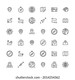 Icon set of geography. Editable vector pictograms isolated on a white background. Trendy outline symbols for mobile apps and website design. Premium pack of icons in trendy line style.