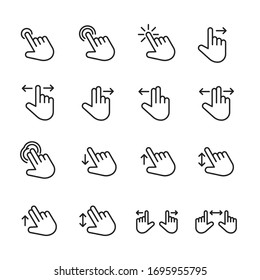Icon set of gesture. Editable vector pictograms isolated on a white background. Trendy outline symbols for mobile apps and website design. Premium pack of icons in trendy line style.
