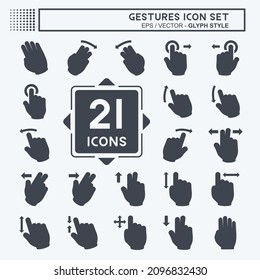 Gestos de conjunto de iconos - Estilo de glifo - Ilustración simple,Acto editable,Vector de plantillas de diseño, Buena para impresiones, afiches, anuncios, anuncios, gráficos de información, etc.