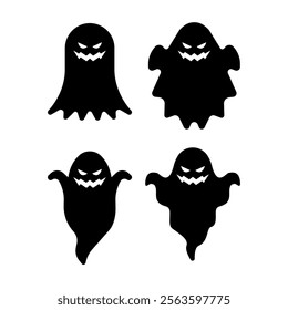 icon set ghost halloween icon flat vector illustration