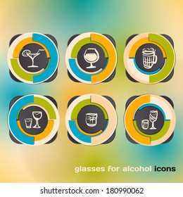 Icon set with glasses for alcohol