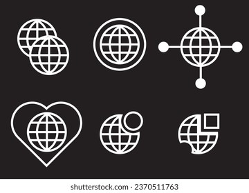 icon set , global icon set , black and white 
