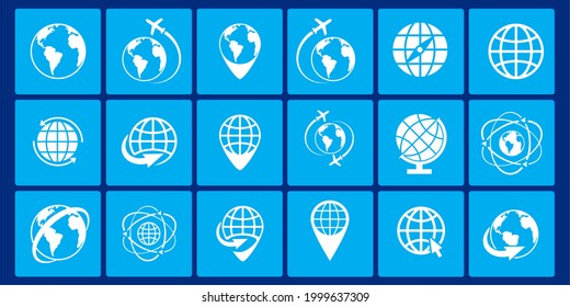 Icon set, globe icon symbol set, web icon set vector images. for website, home page icons set, mobile app