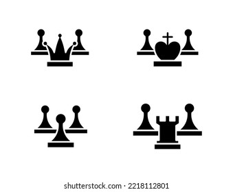 Icon set Glyph or fill Chess, figure, queen, king, bishop etc. editable fill color. 
