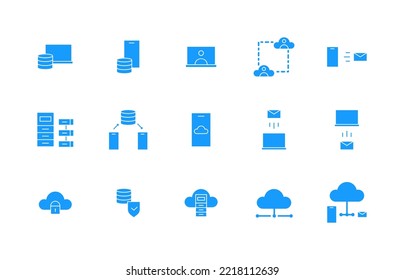 Icon set Glyph or fill server, computer, cloud, database. editable fill color. 32 pixels x 32 pixels