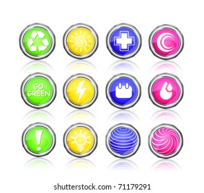 icon set  - go green, sun, first aid, plus, drop isolated on white background - bulb, leaf, globe, drop