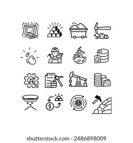 Conjunto de iconos de oro y oro Minería ilustración Vector.