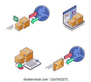 Icon set for goods and cargo logistics business