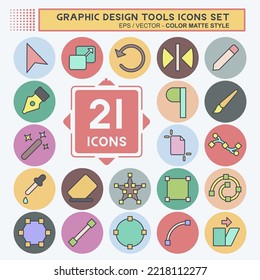 Herramientas de diseño gráfico de conjunto de iconos. relacionado con el símbolo de herramientas de diseño gráfico. estilo mate de color. diseño simple editable. ilustración simple