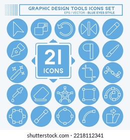 Icon Set Graphic Design Tools. related to Graphic Design Tools symbol. blue eyes style. simple design editable. simple illustration
