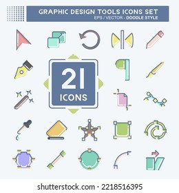 Icon Set Graphic Design Tools. related to Graphic Design Tools symbol. doodle style. simple design editable. simple illustration
