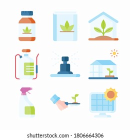 Icon Set Greenhouse for different seasons color
