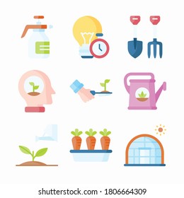 Icon Set Greenhouse for different seasons color