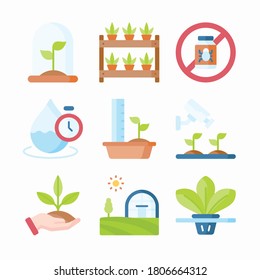 Icon Set Greenhouse for different seasons color