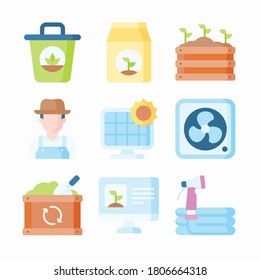 Icon Set Greenhouse for different seasons color