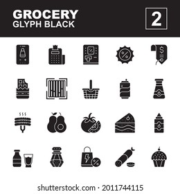 Icon Set of Grocery. Flat color icons vector. Contains such of geography, hat graduation, music, exam, idea, knowledge, microscope, biology, professor, and more. You can use for web, app and more.