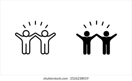 icon set of group of happy people, fun team, party, feelings of joy expression, vector illustration on white background.