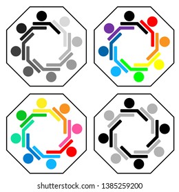 Icon set of group of people in a team, concept of team and unity
