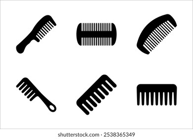 icon set hair comb, salon woman comb, , barber comb, hair brush and comb, For combing and styling hair, hair styling tools, vector illustration on a white background.