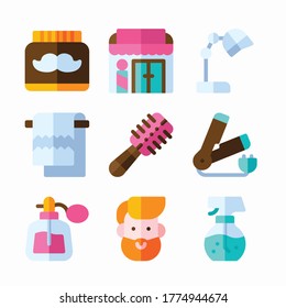 Icon Set Hairdressing and Barber shop for different seasons Color