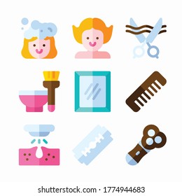 Icon Set Hairdressing and Barber shop for different seasons Color