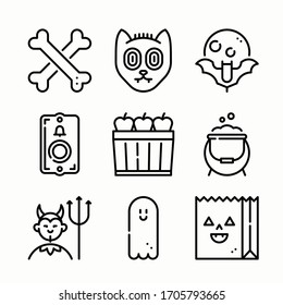 Icon Set Halloween Element for different seasons. Line with Editable stroke