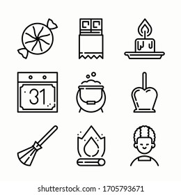 Icon Set Halloween Element for different seasons. Line with Editable stroke