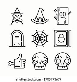 Icon Set Halloween Element for different seasons. Line with Editable stroke