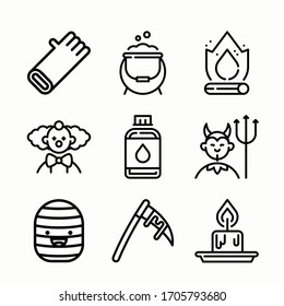 Icon Set Halloween Element for different seasons. Line with Editable stroke