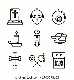 Icon Set Halloween Element for different seasons. Line with Editable stroke