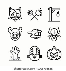 Icon Set Halloween Element for different seasons. Line with Editable stroke