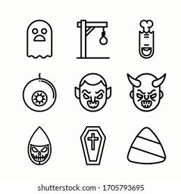 Icon Set Halloween Element for different seasons. Line with Editable stroke