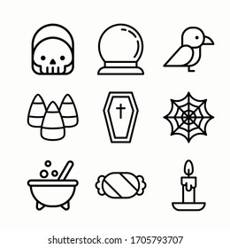 Icon Set Halloween Element for different seasons. Line with Editable stroke
