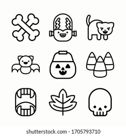 Icon Set Halloween Element for different seasons. Line with Editable stroke