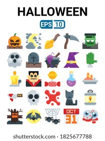 icon set of halloween in flat style isolated on white background. EPS 10