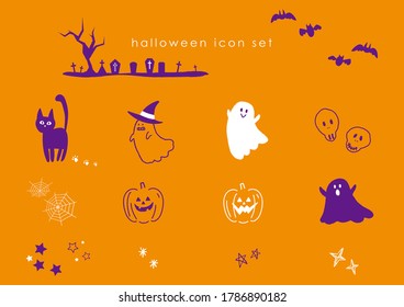 It is an icon set of Halloween illustrations.
Vector image.