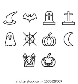 ICON SET HALLOWEEN, WITH OUTLINE