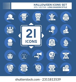 Icon Set Halloween. related to Celebration symbol. long shadow style. simple design editable. simple illustration