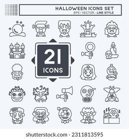 Icon Set Halloween. related to Celebration symbol. line style. simple design editable. simple illustration