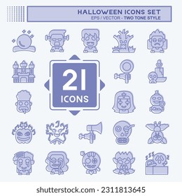 Icon Set Halloween. related to Celebration symbol. two tone style. simple design editable. simple illustration