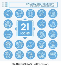 Icon Set Halloween. related to Celebration symbol. blue eyes style. simple design editable. simple illustration