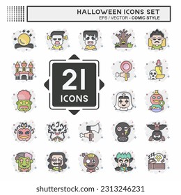 Icon Set Halloween. related to Celebration symbol. comic style. simple design editable. simple illustration