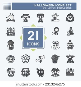 Icon Set Halloween. related to Celebration symbol. doodle style. simple design editable. simple illustration