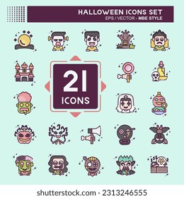 Icon Set Halloween. related to Celebration symbol. MBE style. simple design editable. simple illustration