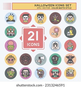 Icon Set Halloween. related to Celebration symbol. color mate style. simple design editable. simple illustration