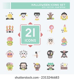 Icon Set Halloween. related to Celebration symbol. flat style. simple design editable. simple illustration