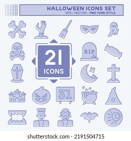 Icon Set Halloween. suitable for Halloween symbol. two tone style. simple design editable. design template vector. simple illustration