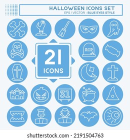 Icon Set Halloween. suitable for Halloween symbol. blue eyes style. simple design editable. design template vector. simple illustration